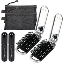 Mini Reise Haarbürste Set mit Spiegel, Nachfüllflaschen & Make-up