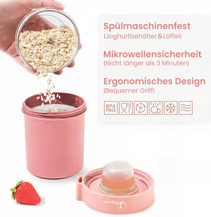 Bugucat Müslibecher To Go 560ML+230ML Rosa Obstmuster