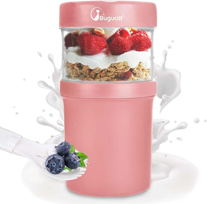 Müslibecher to Go Becher Auslaufsicher Joghurt Salat Löffel 920ml Pink