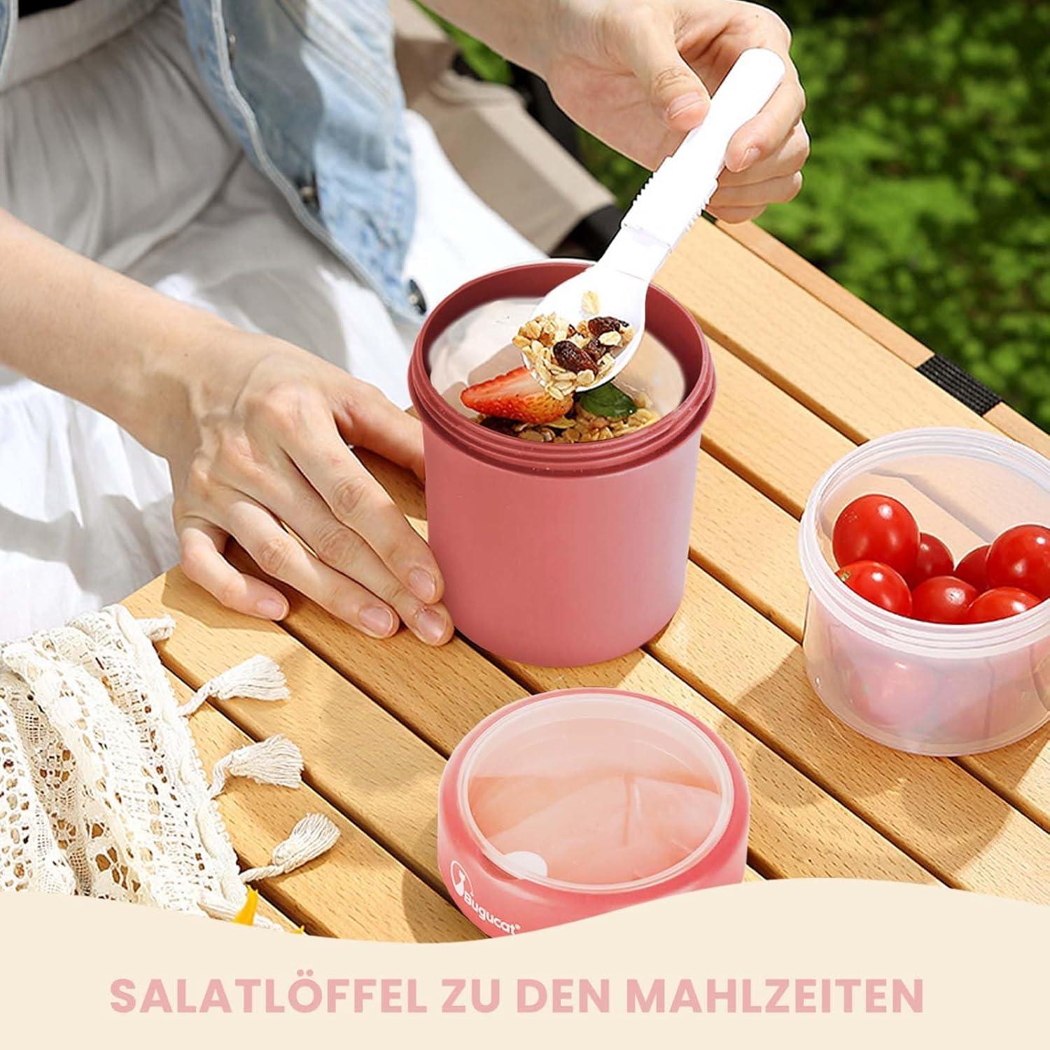 Bugucat Müslibecher to Go Becher 560ml+360ml Rosa