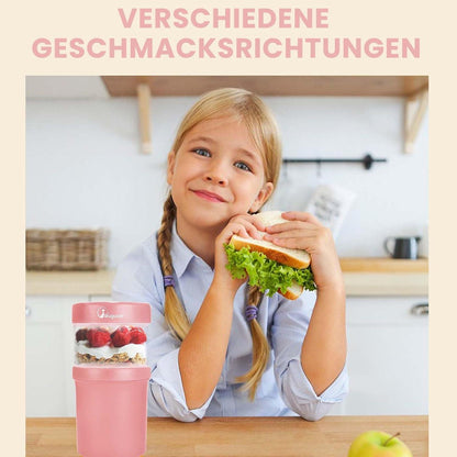 Müslibecher to Go Becher 560ml+360ml Rosa Joghurt Salatbecher Löffel