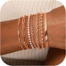 Adramata 7-teiliges Ketten Armband Set Damen 14K Vergoldet Verstellbar