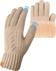 Winterhandschuhe Damen Fleece Touchscreen Warm Strickhandschuhe