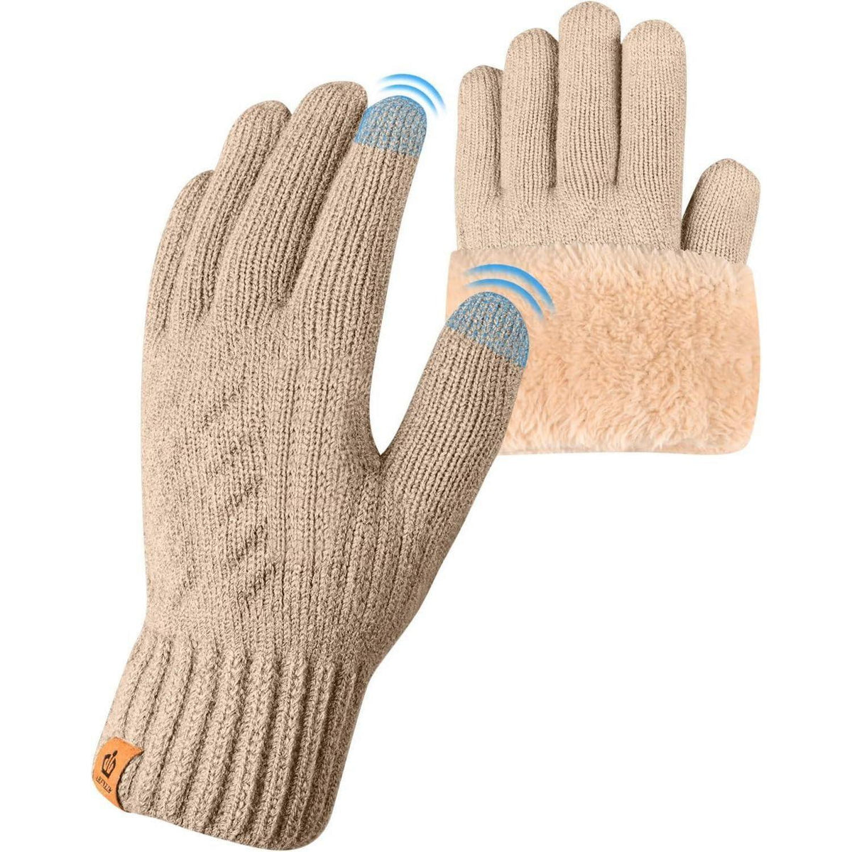 Winterhandschuhe Damen Fleecegefüttert Touchscreen Strickhandschuhe Warm