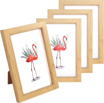 4er Set Bilderrahmen 10x15 cm Holz Fotorahmen Wand Tisch Deko