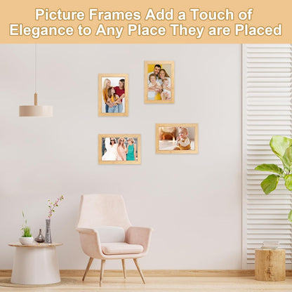 4er Set Bilderrahmen 10x15 cm Holz Fotorahmen Wand Tischdekoration