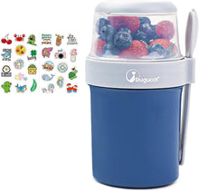 Bugucat 2in1 Müslibecher to Go mit Löffel, Blau