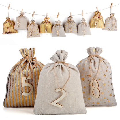 DIY Adventskalender Säckchen Set Groß mit Zahlen & Schnur
