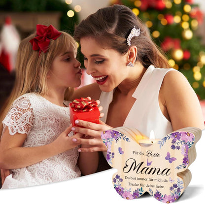 Kerzenständer Holz Schmetterling Mama Geschenk