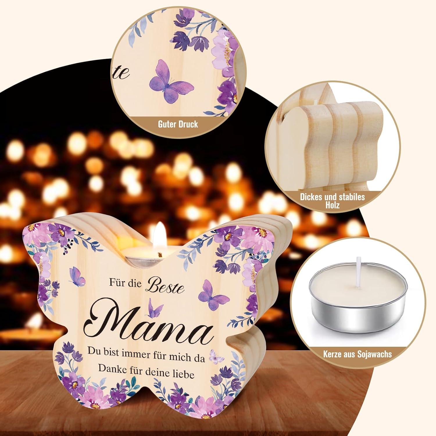 Kreativer Kerzenständer aus Naturholz - Geschenk für Mama, Muttertagsgeschenk & Geburtstagsgeschenk