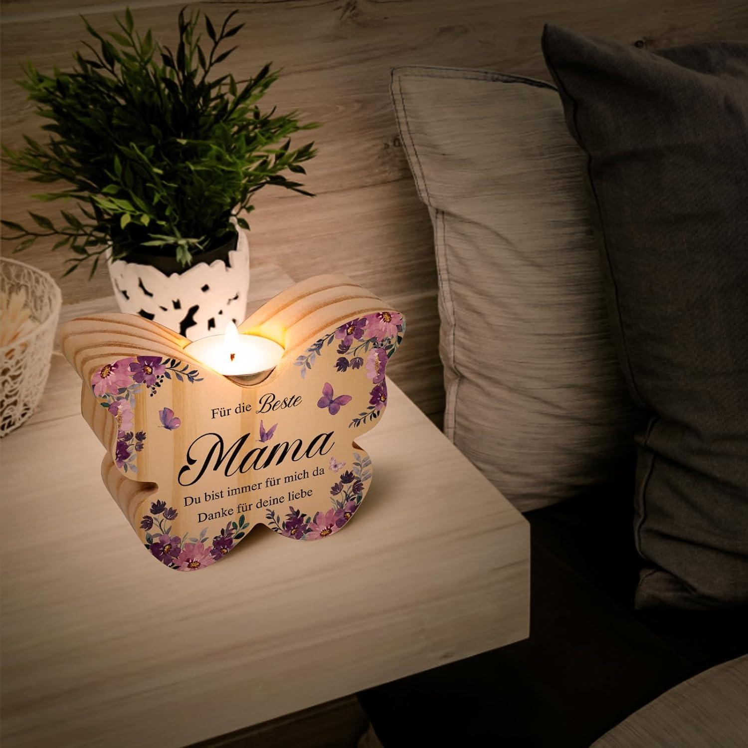 Holz Kerzenständer Schmetterlingsform Geschenk für Mama Muttertag