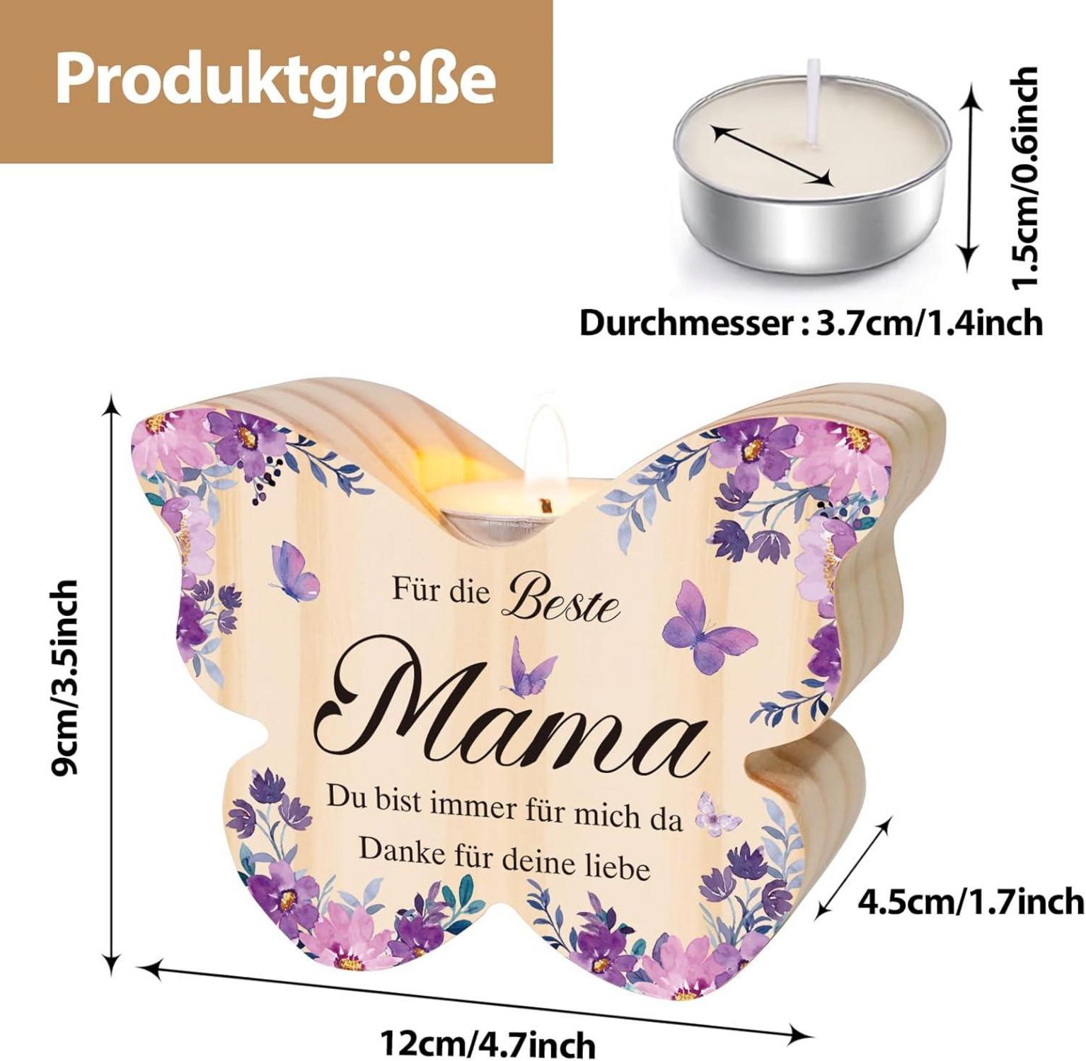 Holz Kerzenständer Schmetterlingsform Geschenk für Mama Muttertag