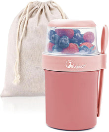 Bugucat 2in1 Müslibecher to Go mit Tasche und Löffel