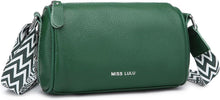 Umhängetasche Echtes Leder Damen Crossbody Bag Organizer Schwarz