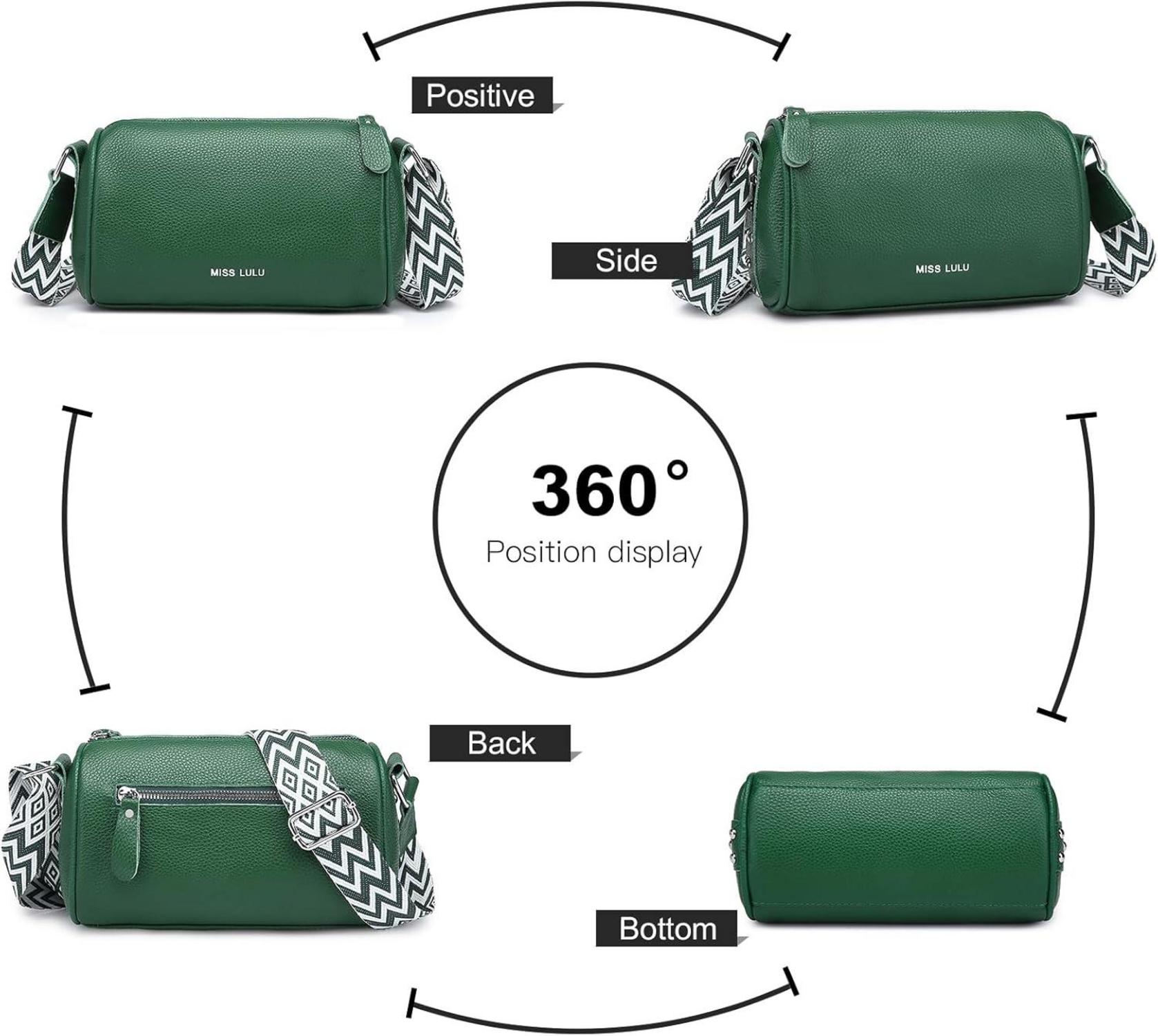 Miss Lulu Damen Crossbody Bag Echtes Leder Verstellbarer Riemen