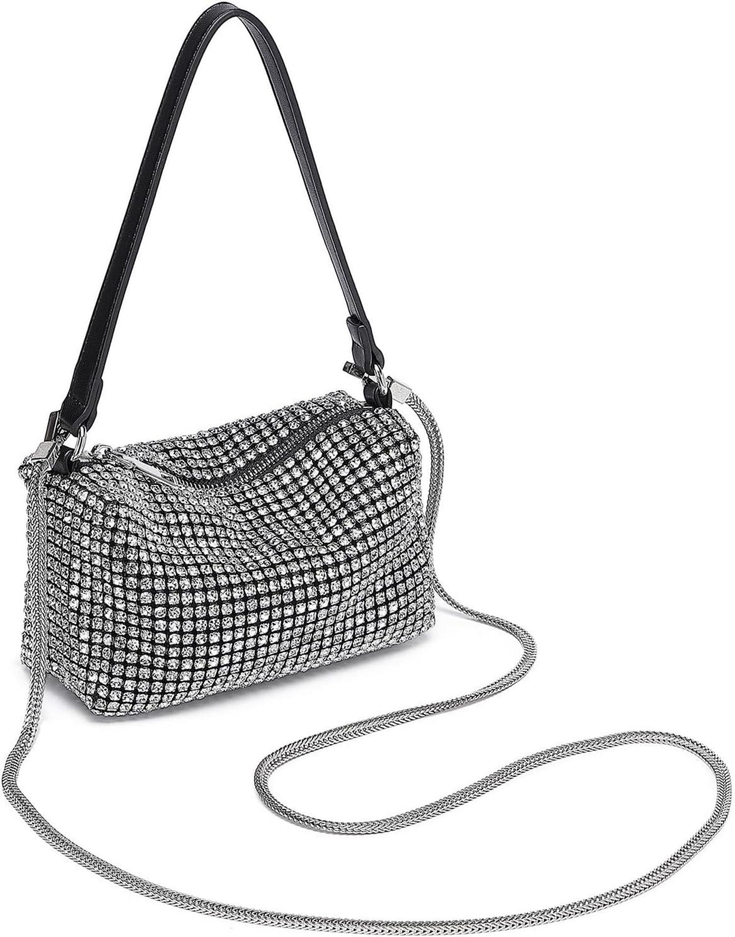 Glitzer Clutch Damen Kristall Diamant Abendtasche mit Kette