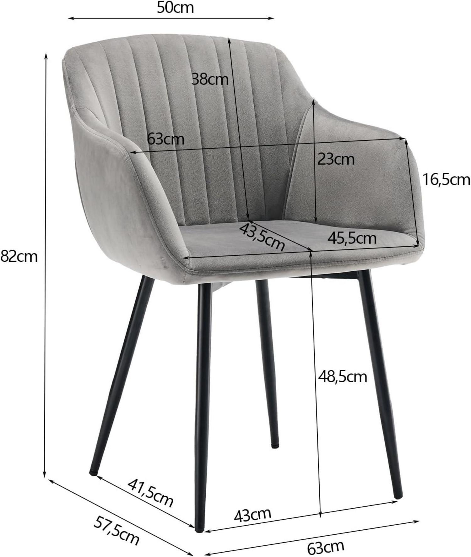 Samt Esszimmerstühle mit Armlehne 2er Set für Küche Wohnzimmer