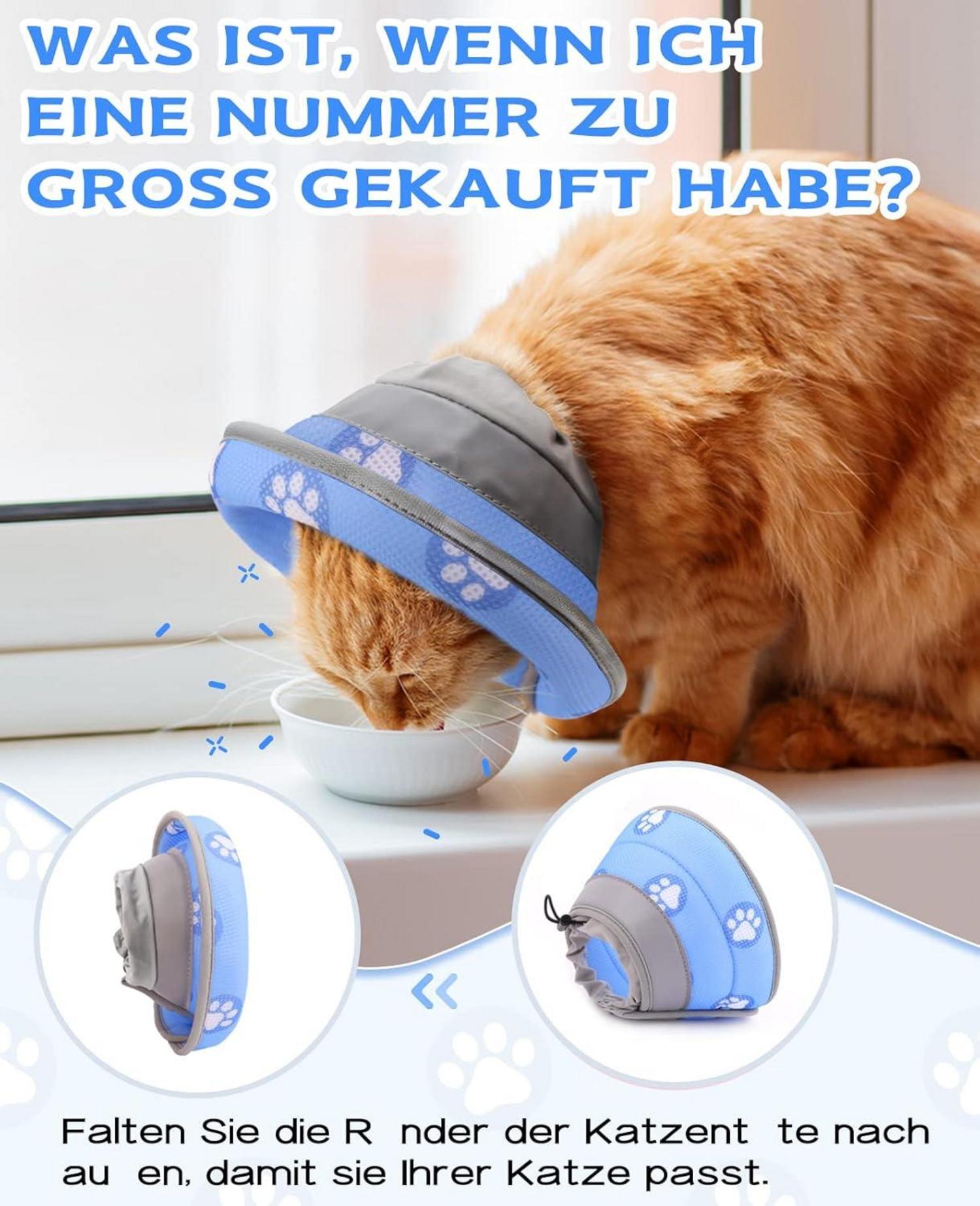 Supet Halskrause Katze verstellbares Halsband nach Operation Blau L