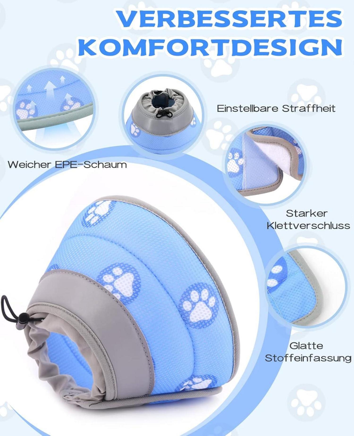 Supet Halskrause Katze Blau Einstellbarer Kragen für Operation Verletzungen