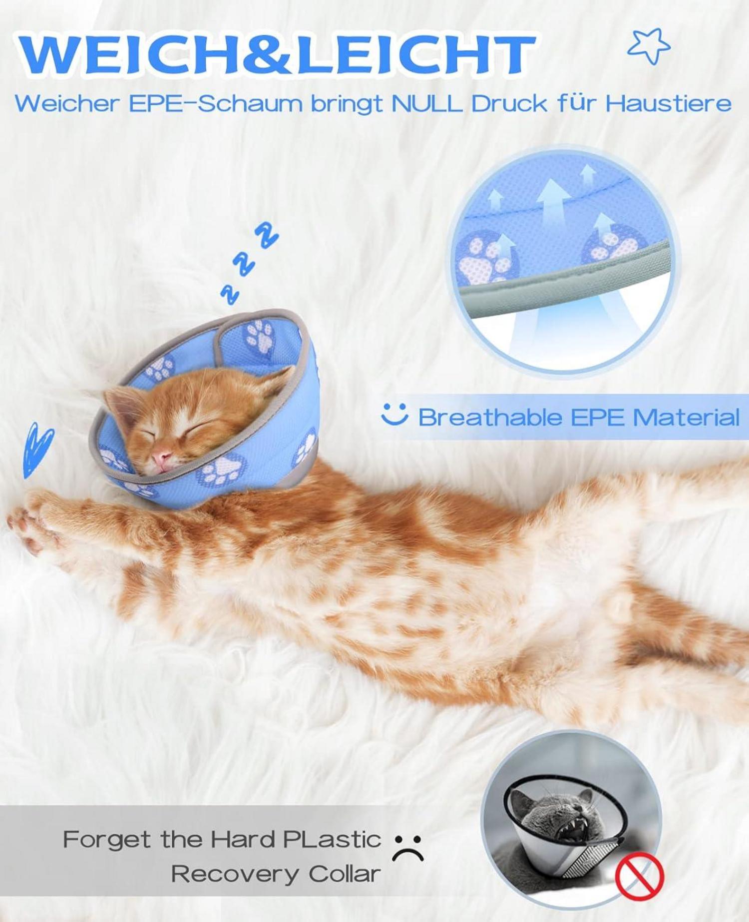 Halskrause Katze verstellbarer Kragen nach Operation Blau L