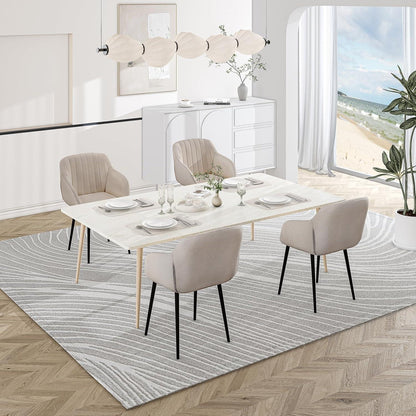 Esszimmerstuhl Armlehne Polsterstuhl 2er Set Polyester Beige