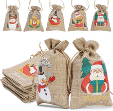 12er Pack Weihnachts-Jute-Geschenktüten Zugbänder kleine