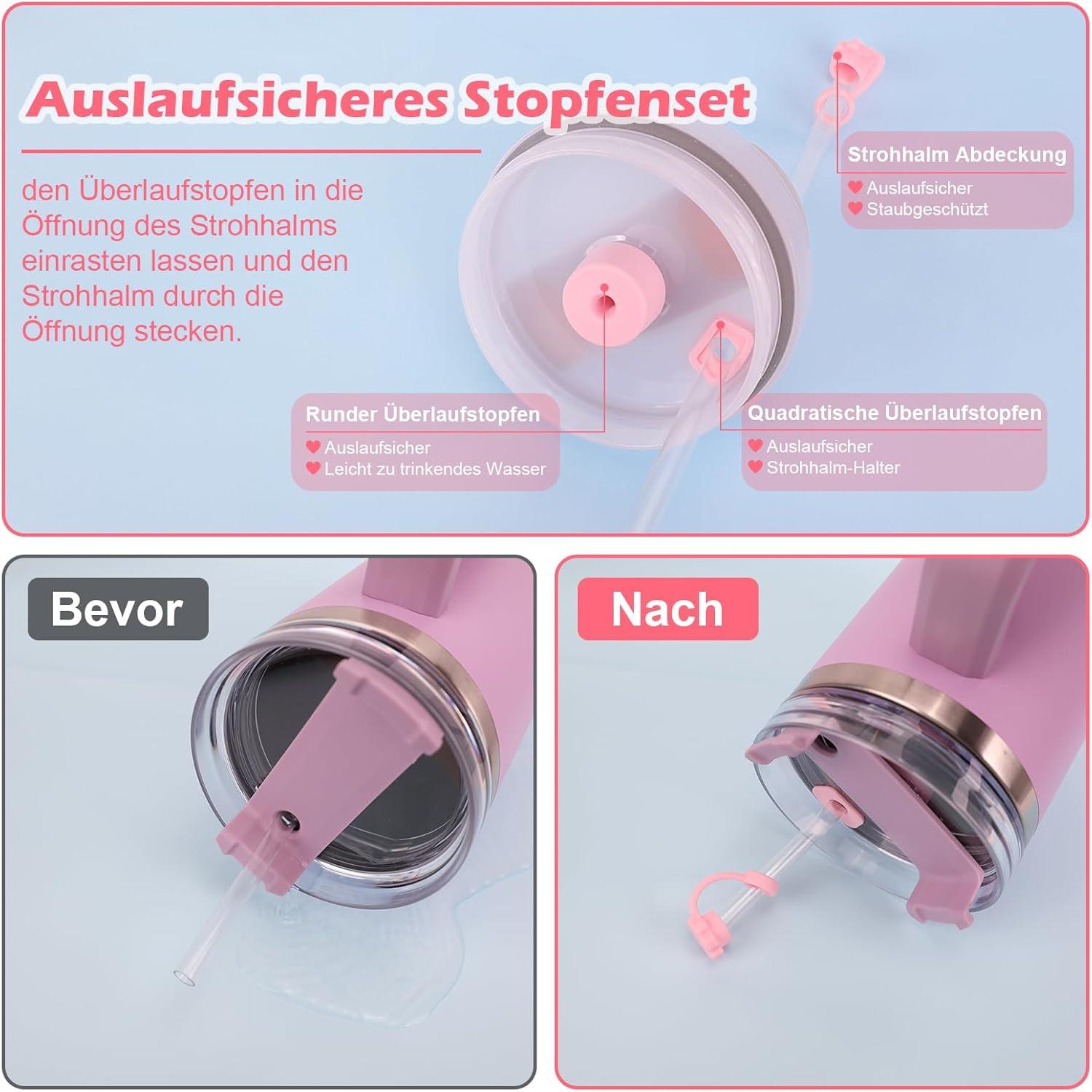 GADITIEK Stanley Cup Accessoires Set 9tlg. für 40oz Tumbler - Pink