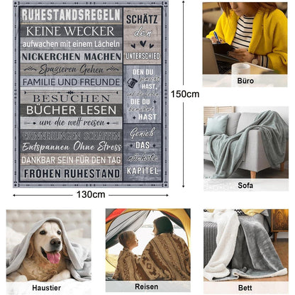 Ruhestand Geschenk Decke 100% Polyester 150x130cm Grau