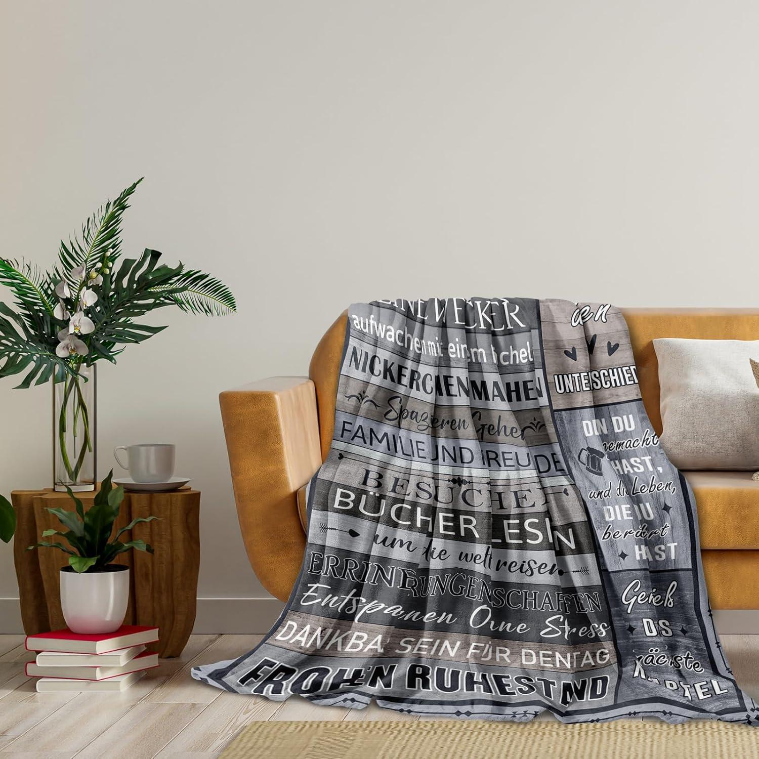 Ruhestand Geschenk Decke 130x150cm Grau Rentner Mann Frau Kollegen