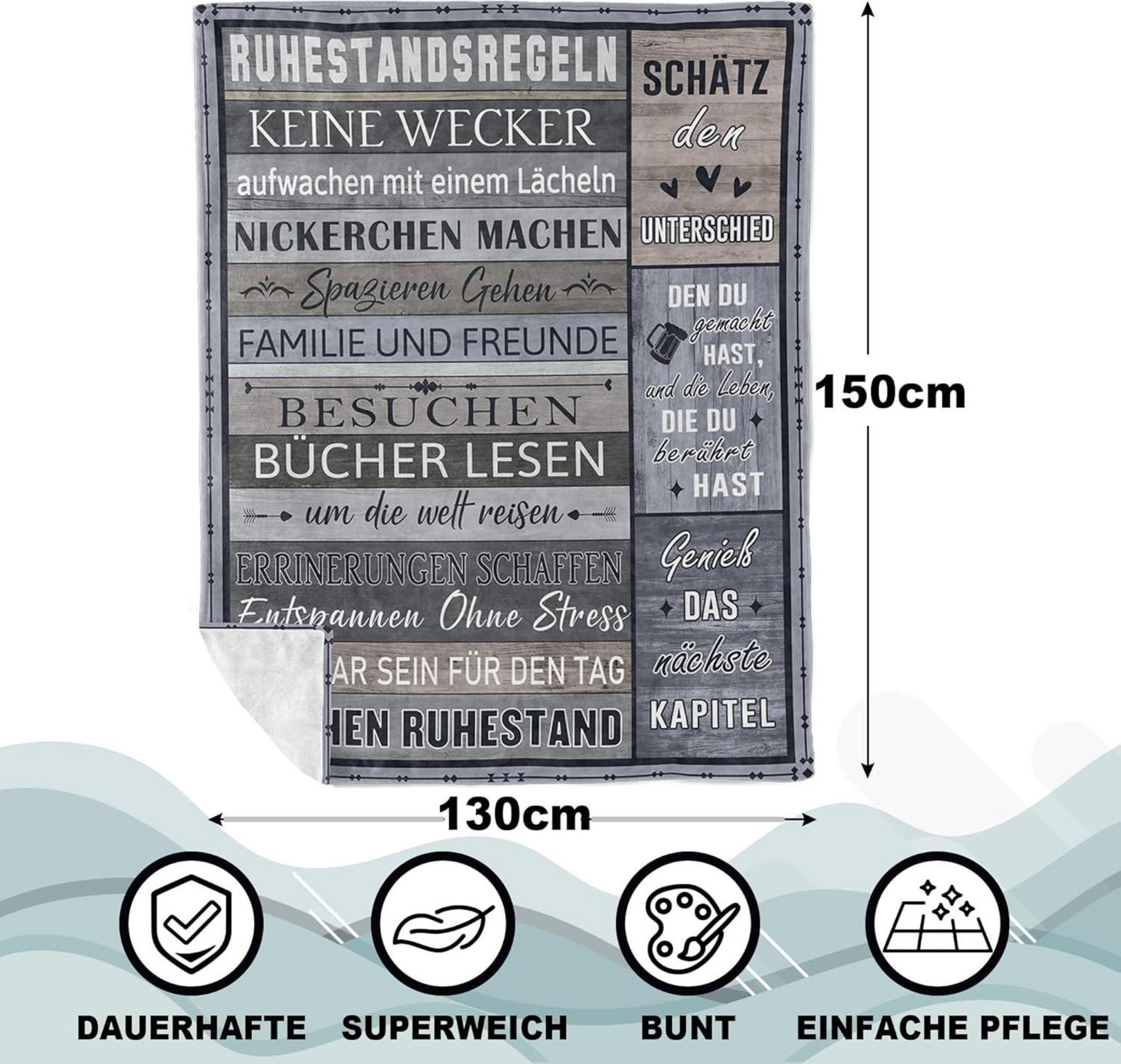 Yesbird Ruhestand Geschenk Decke 130X150CM Grau für Mann und Frau