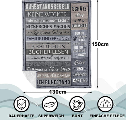 Yesbird Ruhestand Geschenk Decke 130X150CM Grau für Mann und Frau
