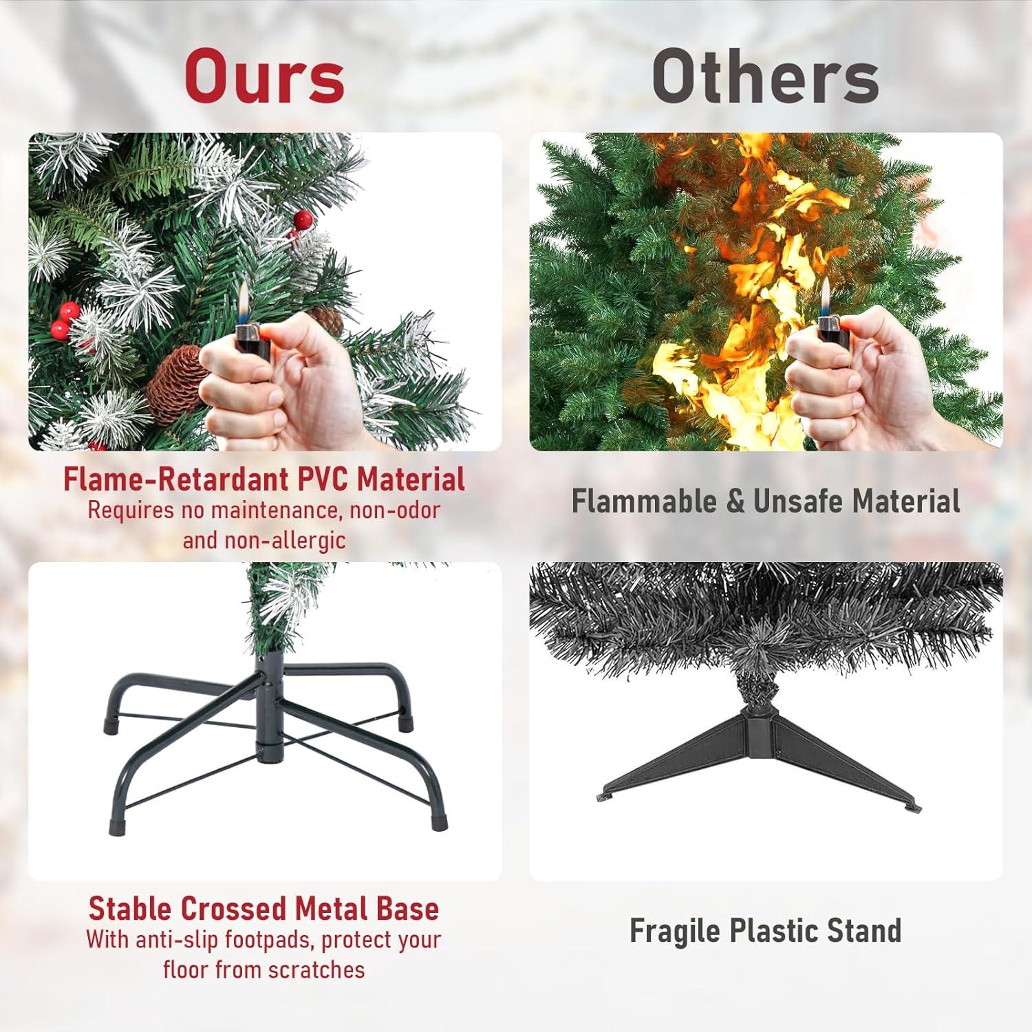 Künstlicher Weihnachtsbaum 6ft Schneebeflockt Tannenzapfen Beeren