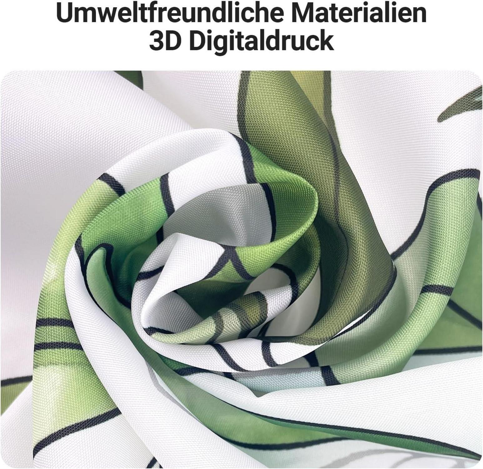 Duschvorhang Grün Blätter Antischimmel 200x160cm Wasserabweisend und