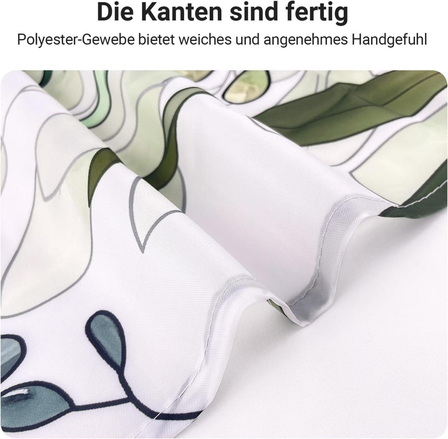 Duschvorhang 200x160cm Grün Blätter Antischimmel Textil Wasserabweisend Ösen 12
