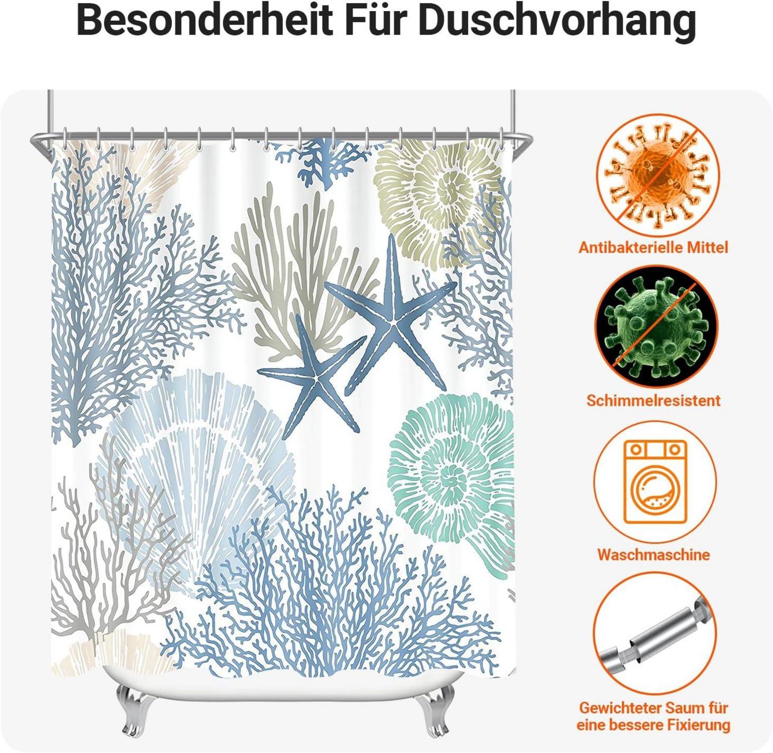 Duschvorhang Unterwasseralgen Antischimmel 240x180cm wasserabweisend Textil
