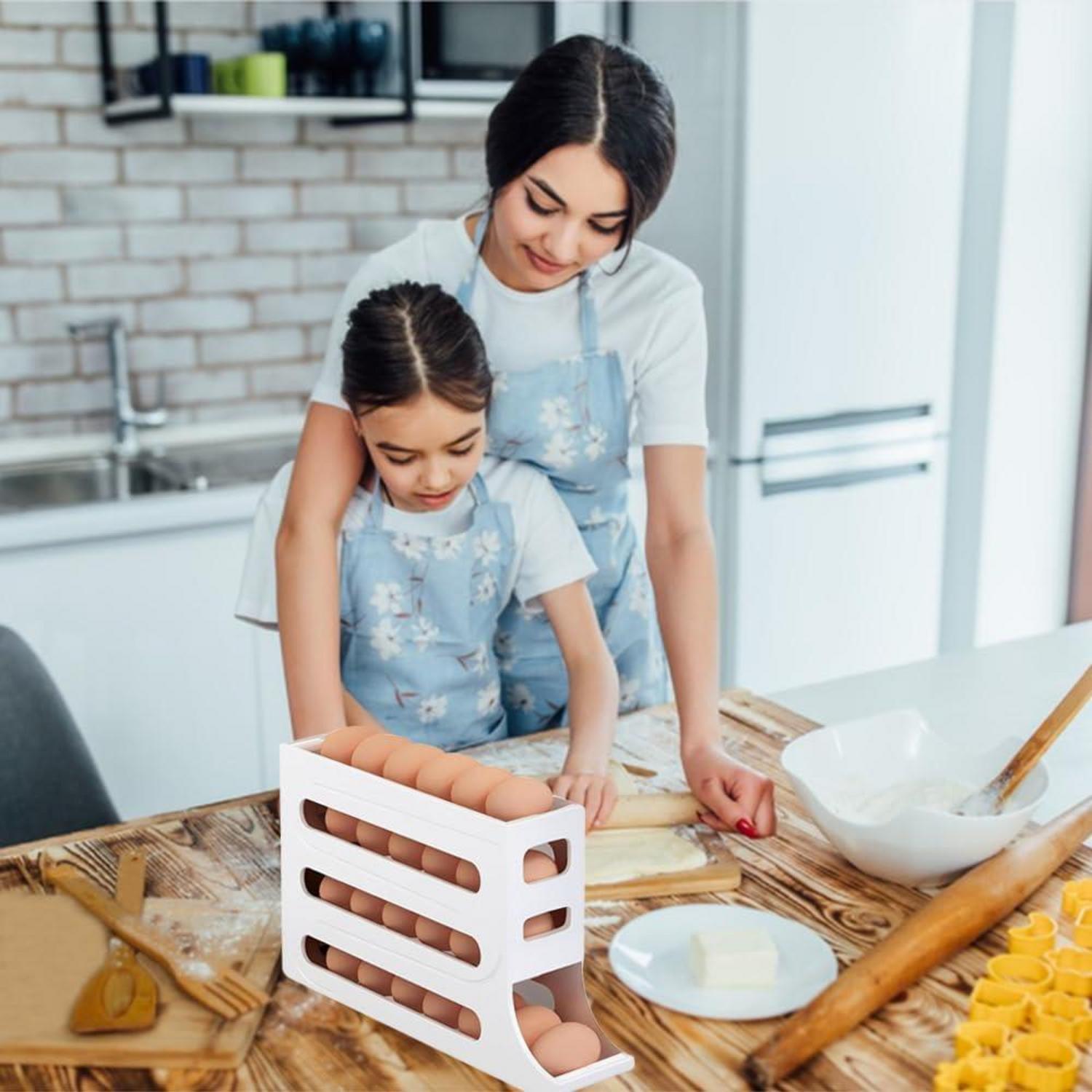 Eierhalter für Kühlschrank 4 Etagen Automatisch Rollender Eierbehälter
