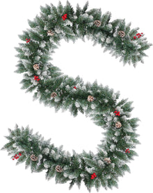 Weihnachtsgirlanden Deko-Set Tannengirlande rot Beeren Kugeln Blumen