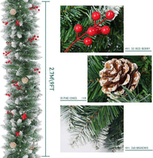 Weihnachtsgirlande 2,7 m Snow Red Berry Pine Cone deco