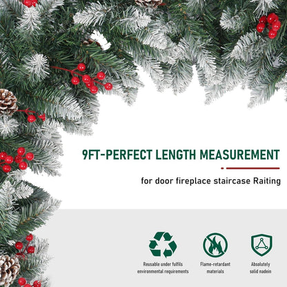 Weihnachtsgirlande 2,7m LED Blumen Beeren Zapfen Innen Außen