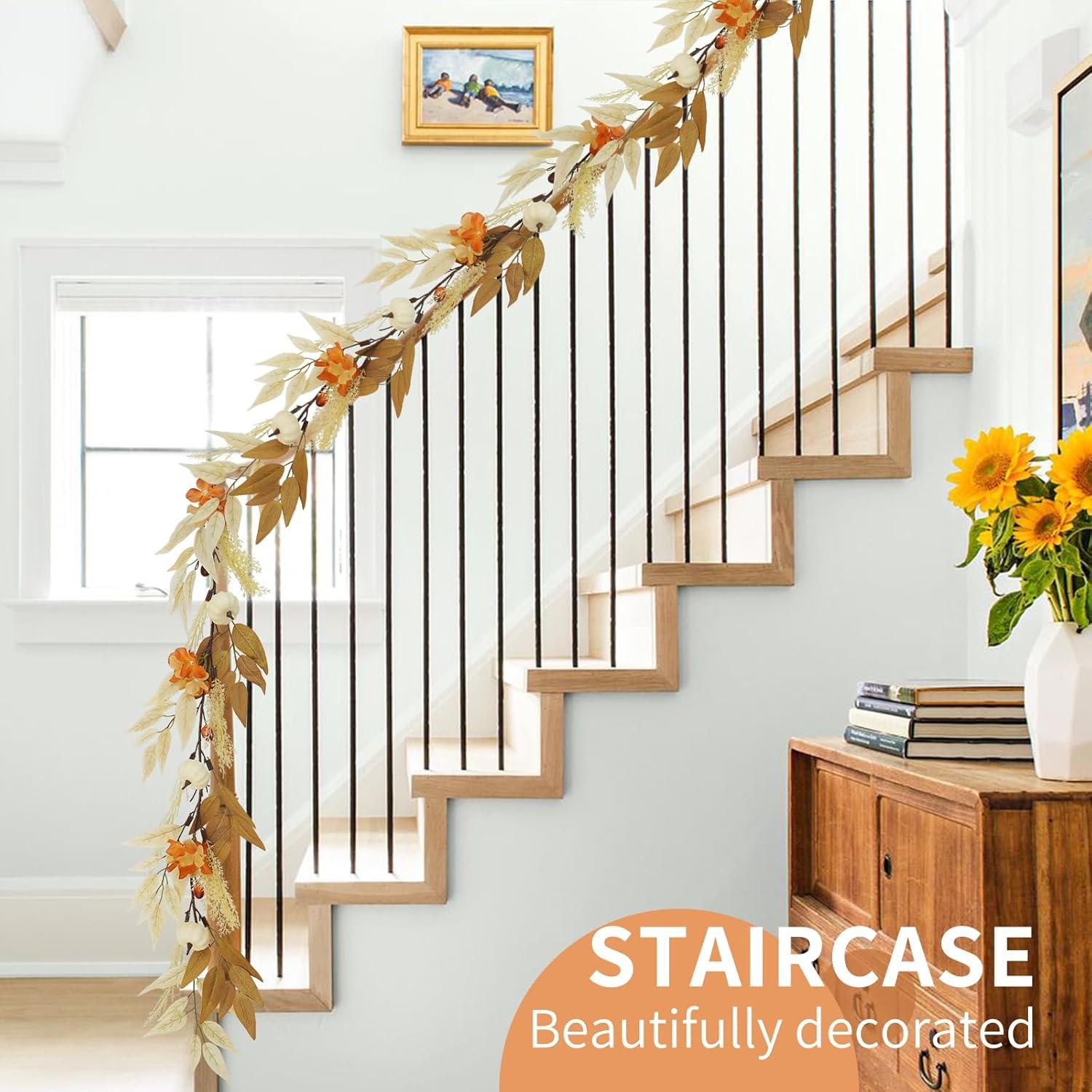 Herbst Girlande Ahornblatt Kürbisse 180cm Thanksgiving Weihnachtsfeier