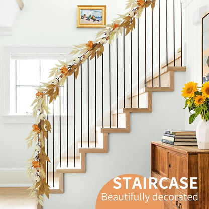 Herbst Girlande Ahornblatt Kürbisse 180cm Thanksgiving Weihnachtsfeier
