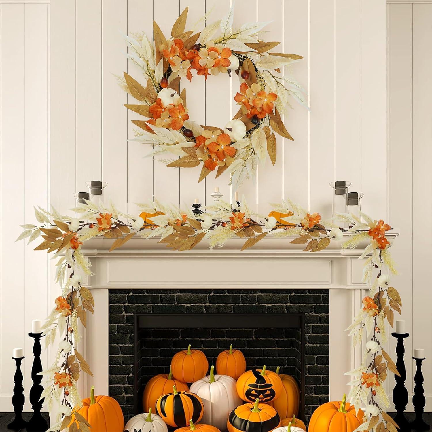 Herbst Ahornblatt Girlande Kürbisse Weiß 6Ft ThanksgivingJSONException