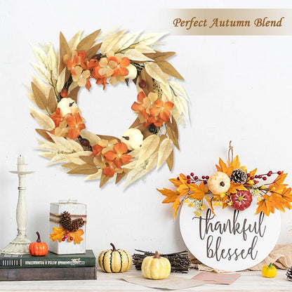 Miaikoe Herbst Kürbis Ahorn Blatt Kranz 18-Zoll Dekor für Haustür