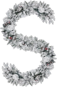 Weihnachtsgirlande 9 Fuß PVC Schnee Tannenzapfen rote Beeren