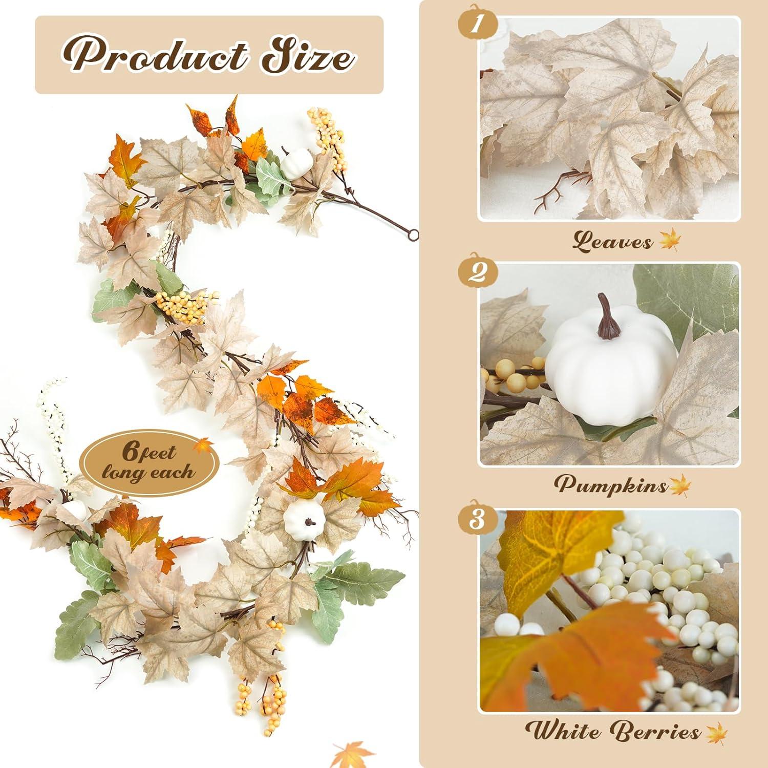 Herbst Ahornblatt Kürbis Beere Girlande 6FT Thanksgiving