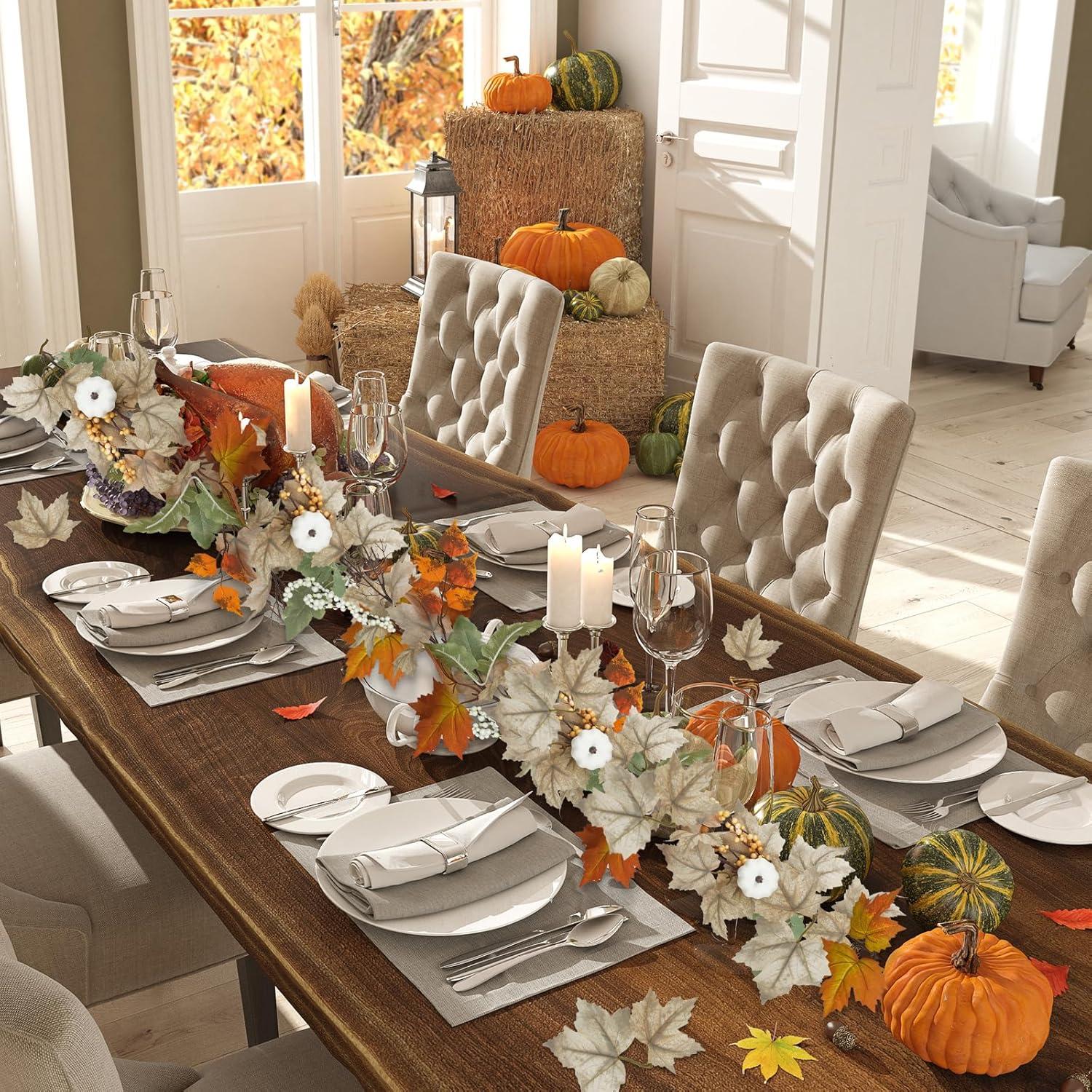 Miaikoe 6FT Herbst Girlande Ahornblatt Beere Kürbisse Halloween Deko