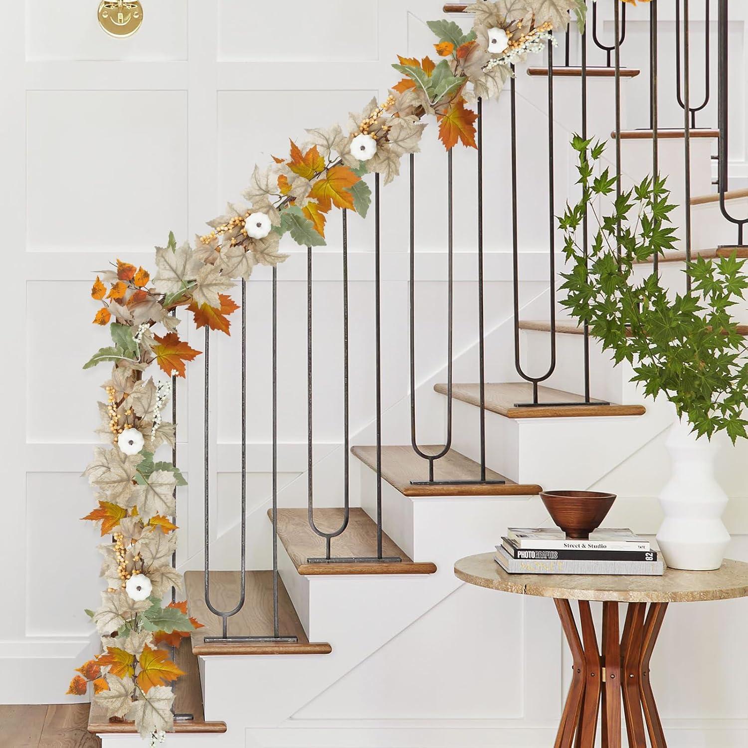 Herbst Girlande Ahornblatt Beere Kürbisse Künstlich Thanksgiving