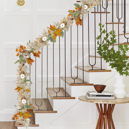 Herbst Girlande Ahornblatt Beere Kürbisse Künstlich Thanksgiving