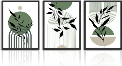 NymphFable Boho Leinwand Poster Set Salbei Grün 3er-Set