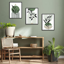 NymphFable A3 Boho Leinwand Bilder Salbei Grün 3er Set